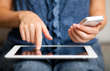 Patients Woman Navigating a Tablet