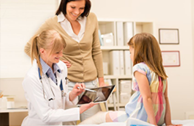 Patient and a Doctor Insurance Word on Wall